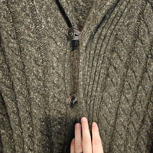 GAP Men's XL Shawl Collar Cable Knit Cardigan Sweater Wool Blend Dark Gray - Picture 5 of 8
